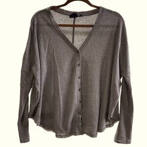 Waffle Knits button down Long Sleeve